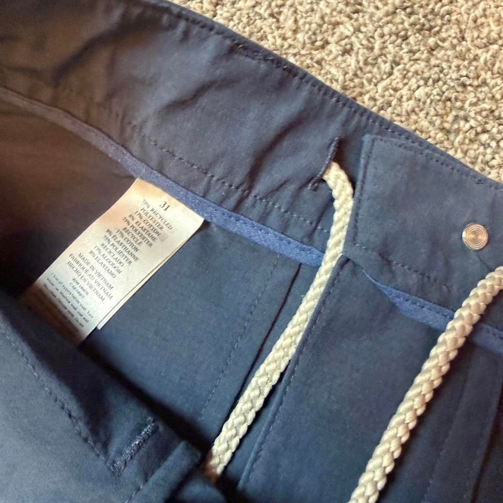 Faherty Allday Shorts Mens 31 Blue Stretch 7 Inch Inseam Drawstring Chino Casual - Picture 4 of 6